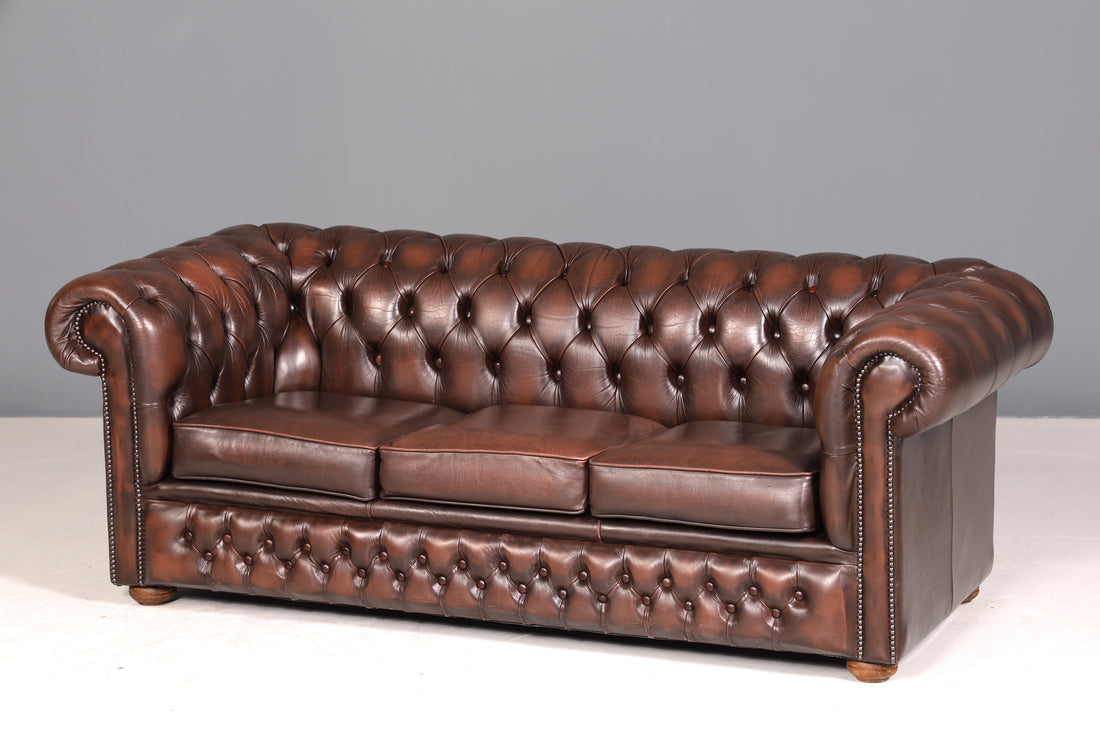 Wunderschönes Original Chesterfield Sofa 3- Sitzer echt Leder Couch Englisch 2 von 2