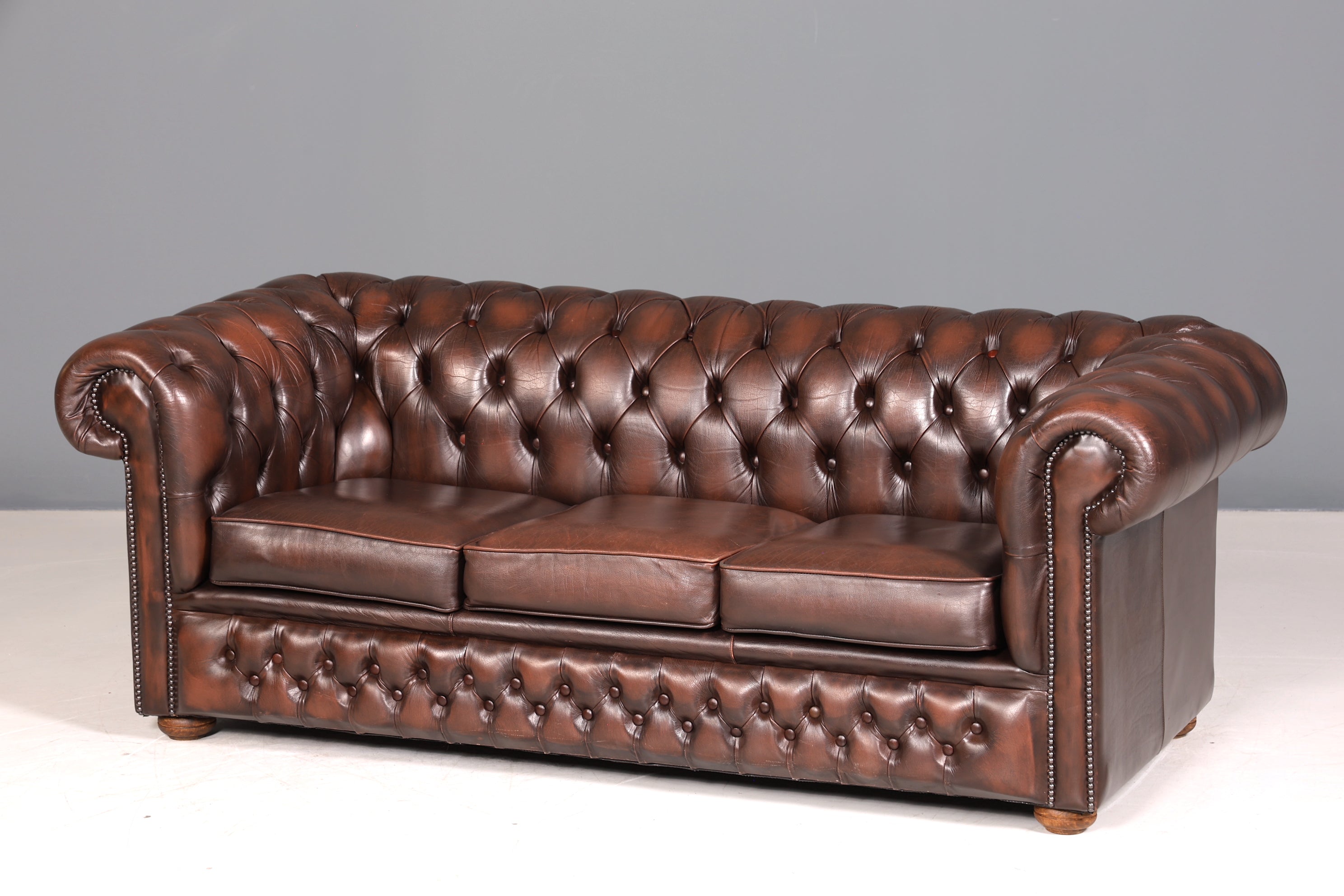 Wunderschönes Original Chesterfield Sofa 3- Sitzer echt Leder Couch Englisch 2 von 2