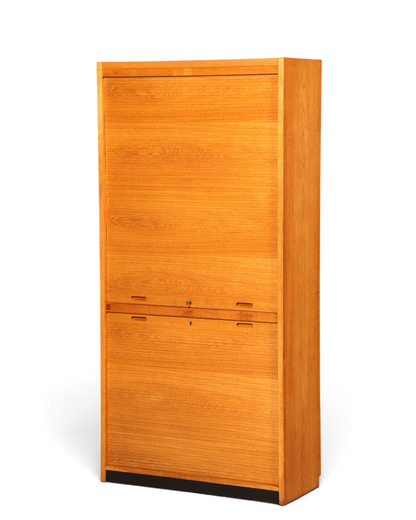 Schlichter Mid Century Rollladenschrank Bauhaus Vintage Apothekerschrank Art Deco Büro Aktenschrank
