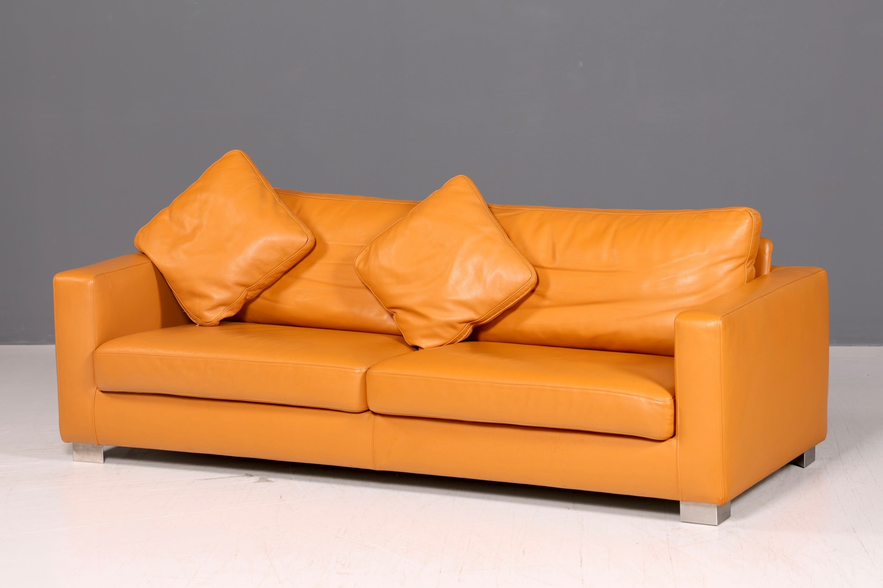 Wunderschönes Ledersofa der Marke Giulio Marelli Cognac Echtleder Couch 2- bis 3-Sitzer Designer Sofa Wohnzimmer