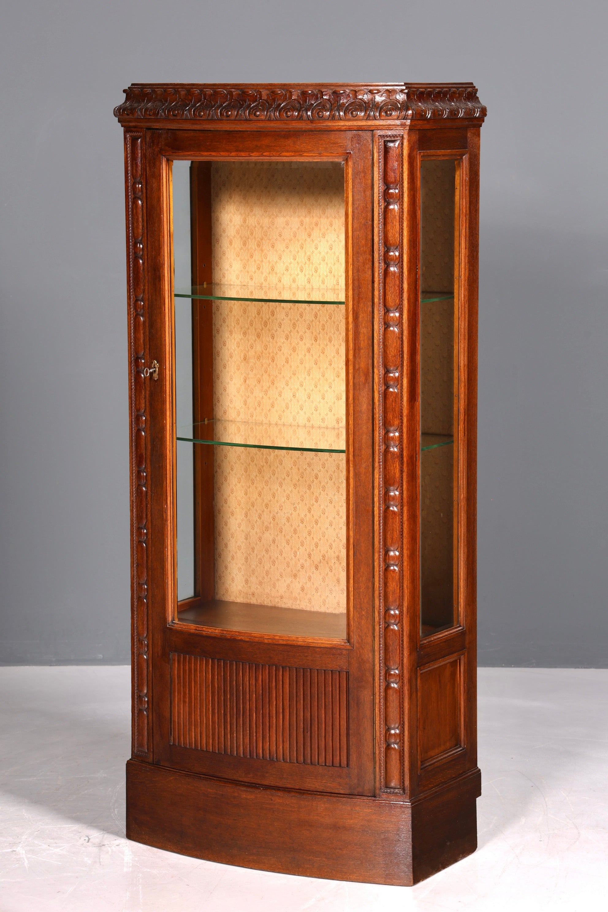 Traumhafte Jugendstil Vitrine um 1910 echt Holz Bücherschrank Eiche Antik Küchenschrank Geschirrschrank