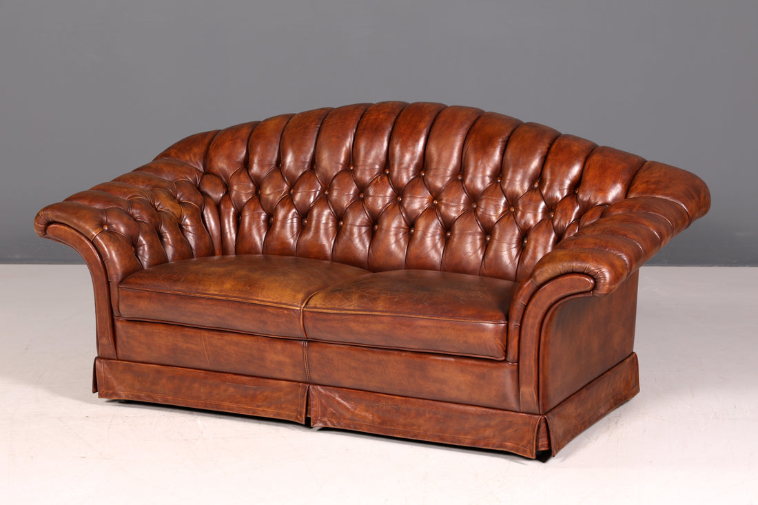 G448 Finish Wunderschönes Original Chesterfield 2er Sofa Englisch Oxblood Leder 2- Sitzer Couch (Kopie)