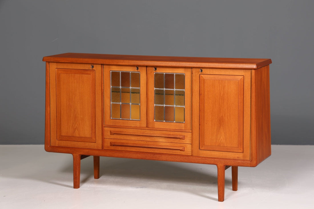 MID14| Traumhaftes Mid Century Sideboard Danish Design Vitrine Kommode Made in Norway Nussbaum Schrank Highboard