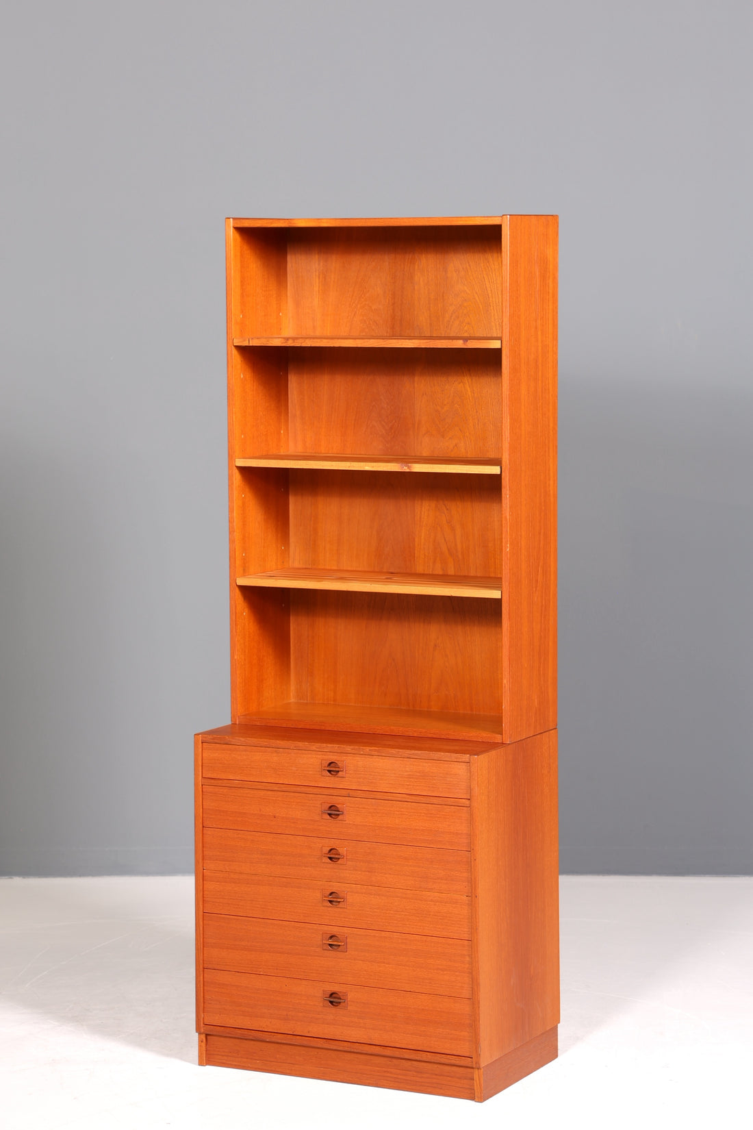 Schlichtes Mid Century Regal Teak Holz Bücherregal Schrank Vintage Kommode Retro Buchablage