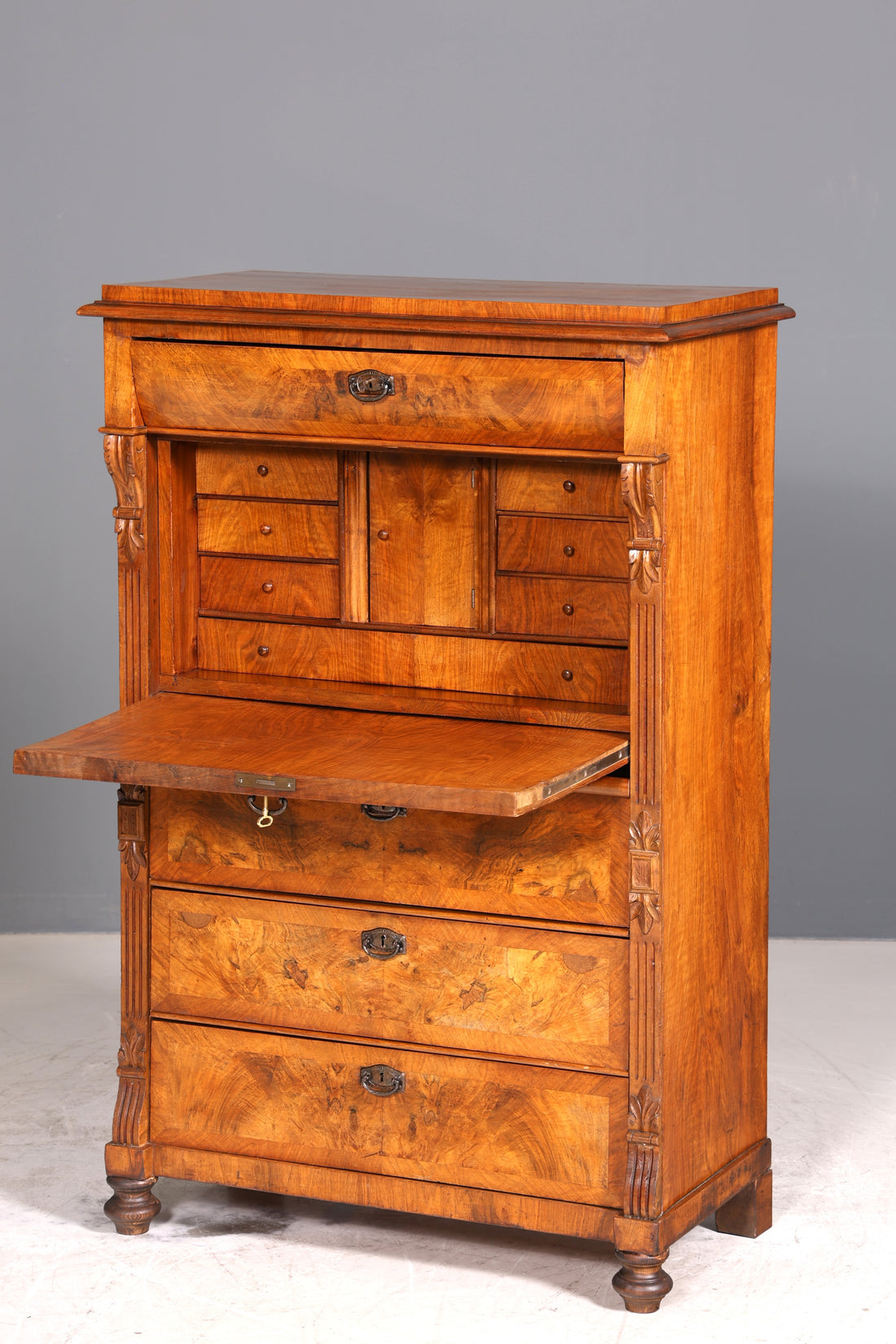 Traumhafter Gründerzeit Sekretär Vertiko Highboard Louis Philippe Kommode Sekretär Schrank um 1880
