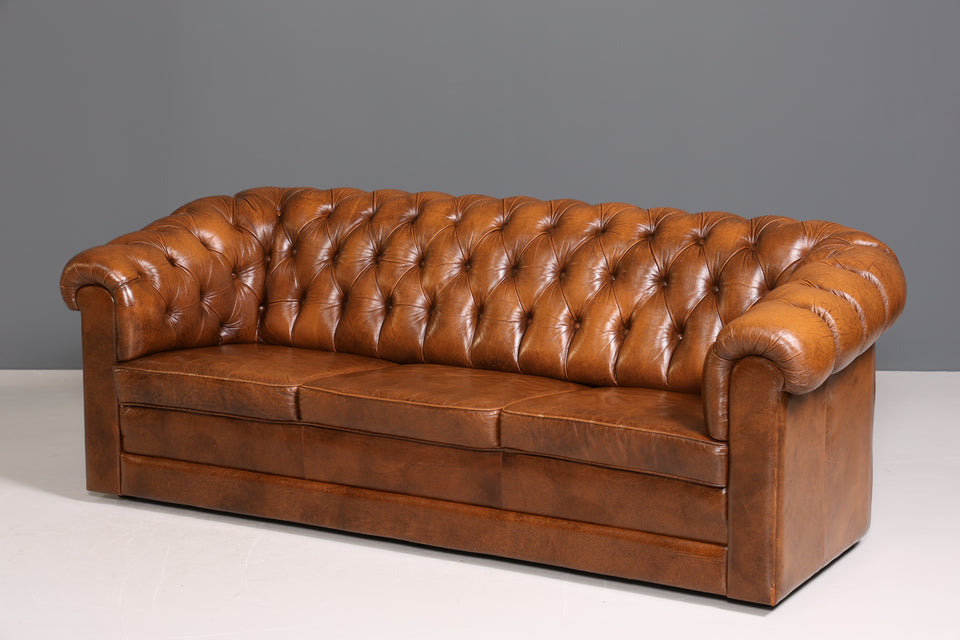 Edles Original Chesterfield 3er Sofa Englisch echt Leder Couch