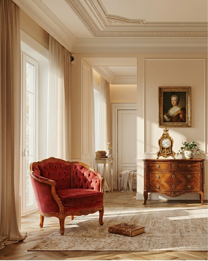 Edler Chippendale Armlehnsessel Barock Stil Sessel Armchair Samt Stoff Sessel 2 von 2