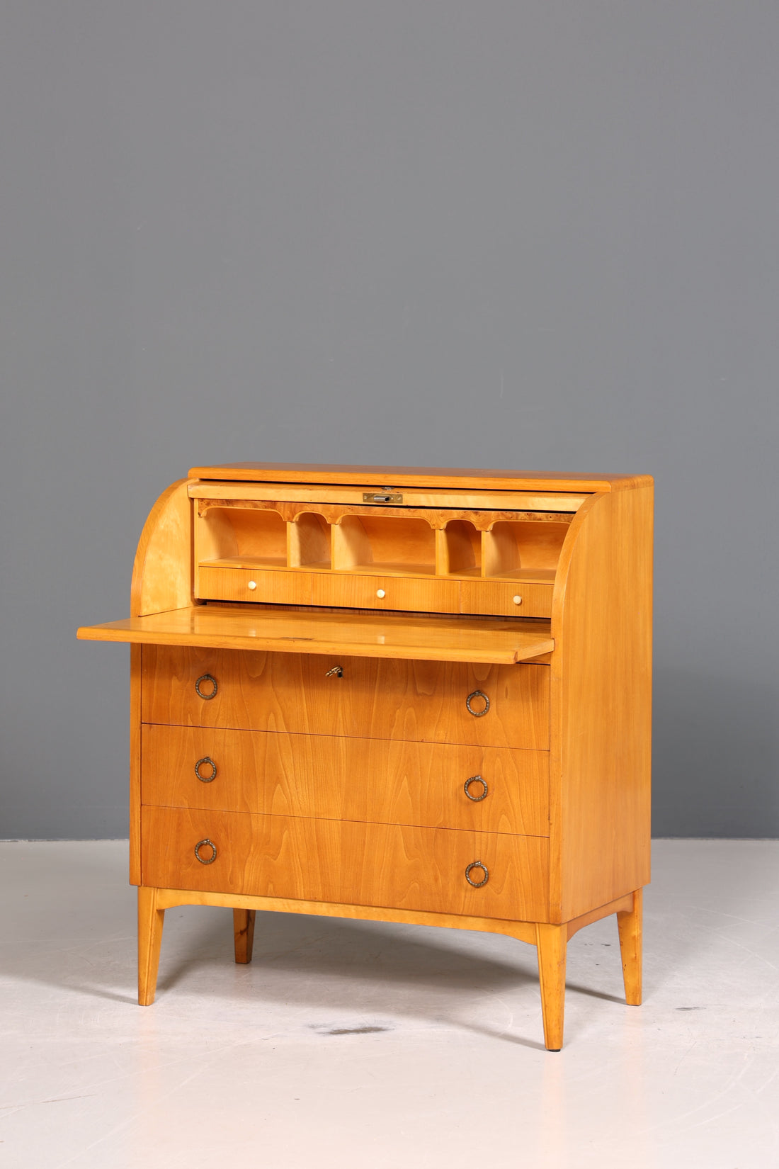 Wunderschöner Mid Century Rollladen Sekretär echt Holz Büro Schrank Vintage Schreibkommode 60s