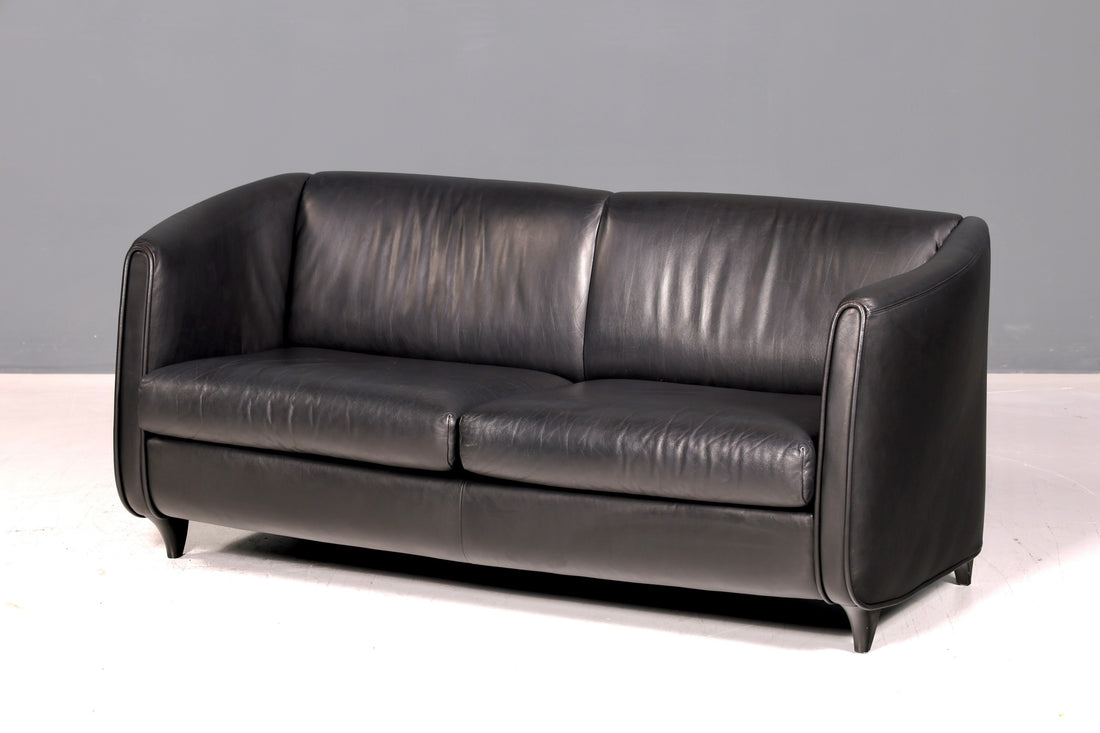 Beautiful Original De Sede DS-32 c Sofa Black Genuine Leather 2-Seater 90s Designer Leather Sofa Couch Lounge Sofa Vintage
