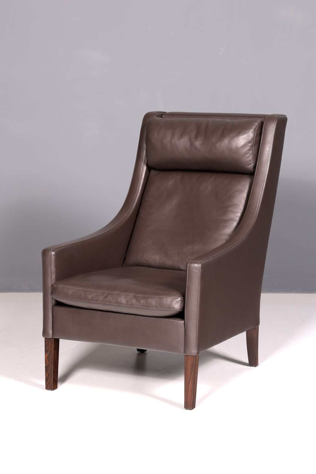 Eleganter Designer Sessel im Børge Mogensen Stil Echt Leder Mid Century Lounge Sessel