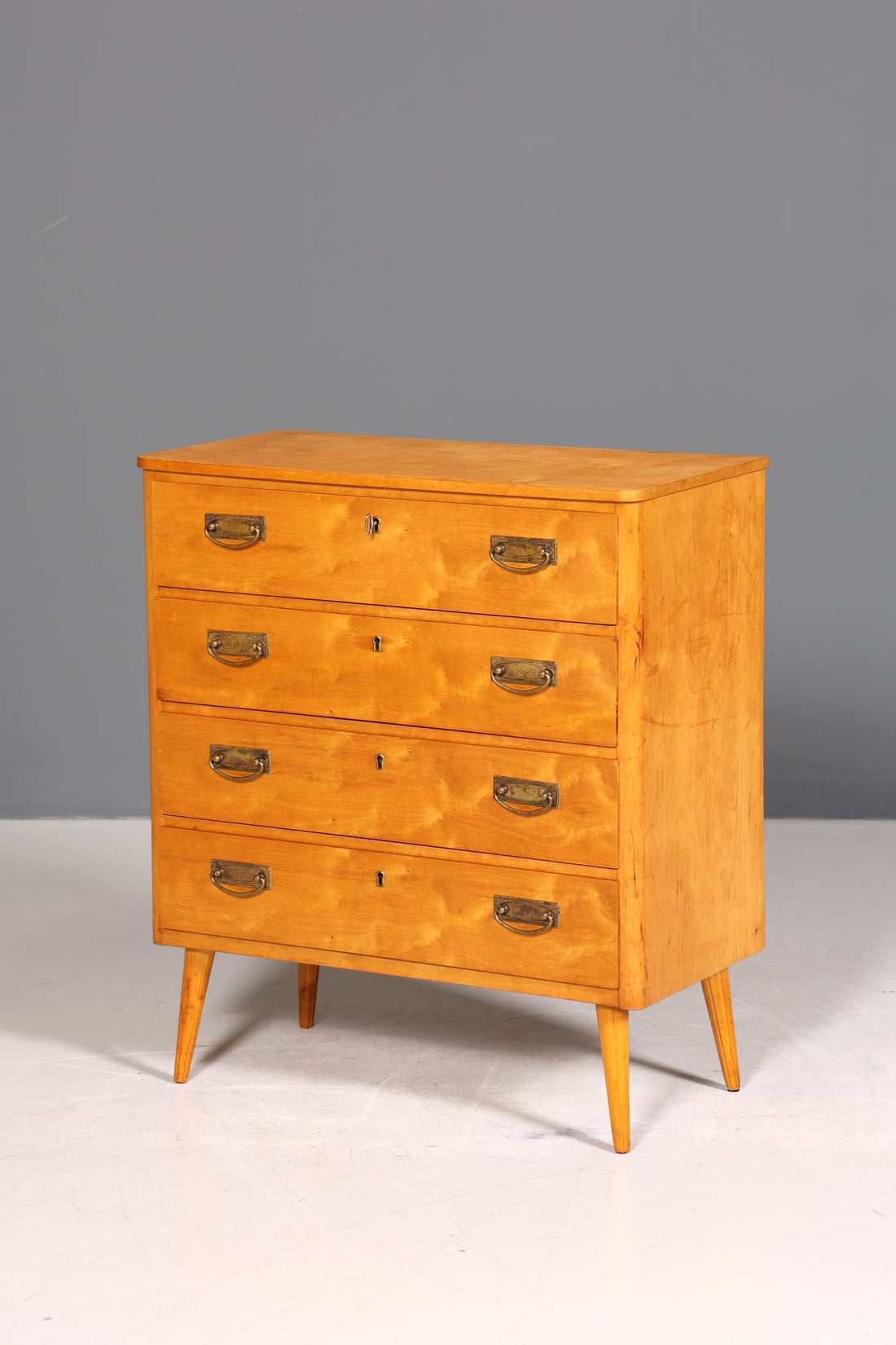 Stilvolle Mid Century Kommode Vintage Sideboard Birke Vertiko Wäschekommode 60er Jahre Schubladenkommode