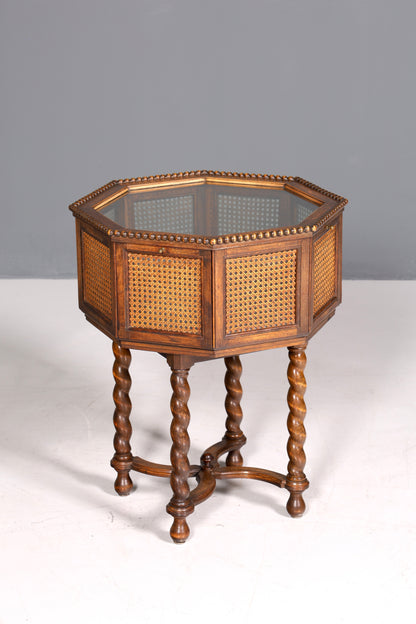 Wunderschöner Gründerzeit Barschrank echt Holz Teeschrank Korbgeflecht Schrank Ablage