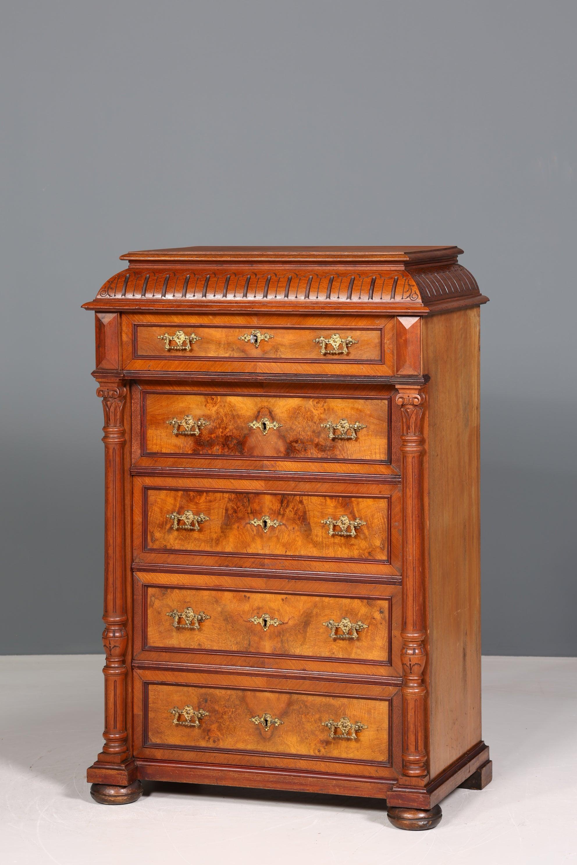Traumhaftes Gründerzeit Vertiko Jugendstil Schrank Antik Highboard Kommode