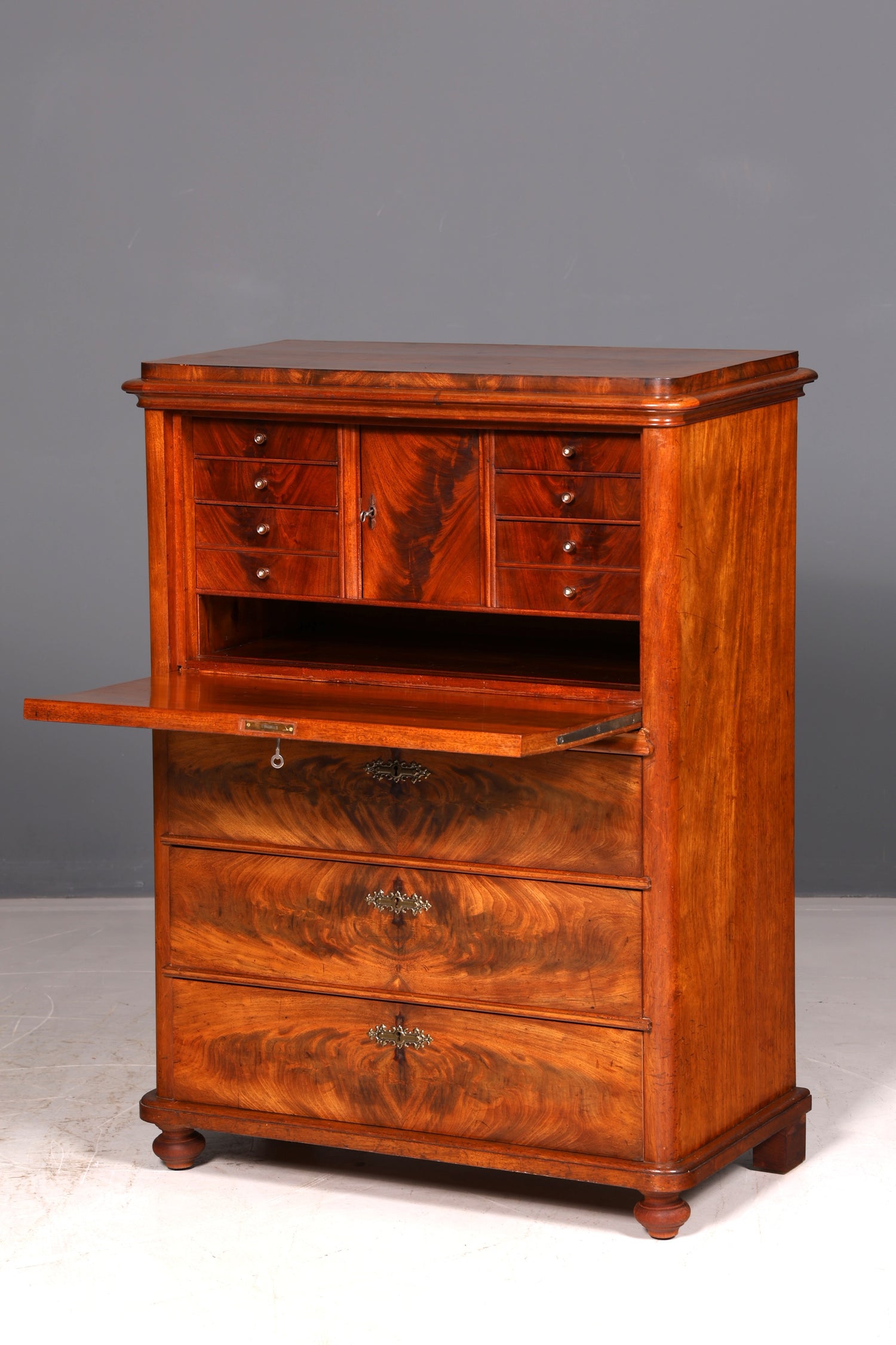 Wunderschöner Louis Philippe Sekretär Vertiko Highboard Gründerzeit Kommode Schrank um 1880 Antik Vintage