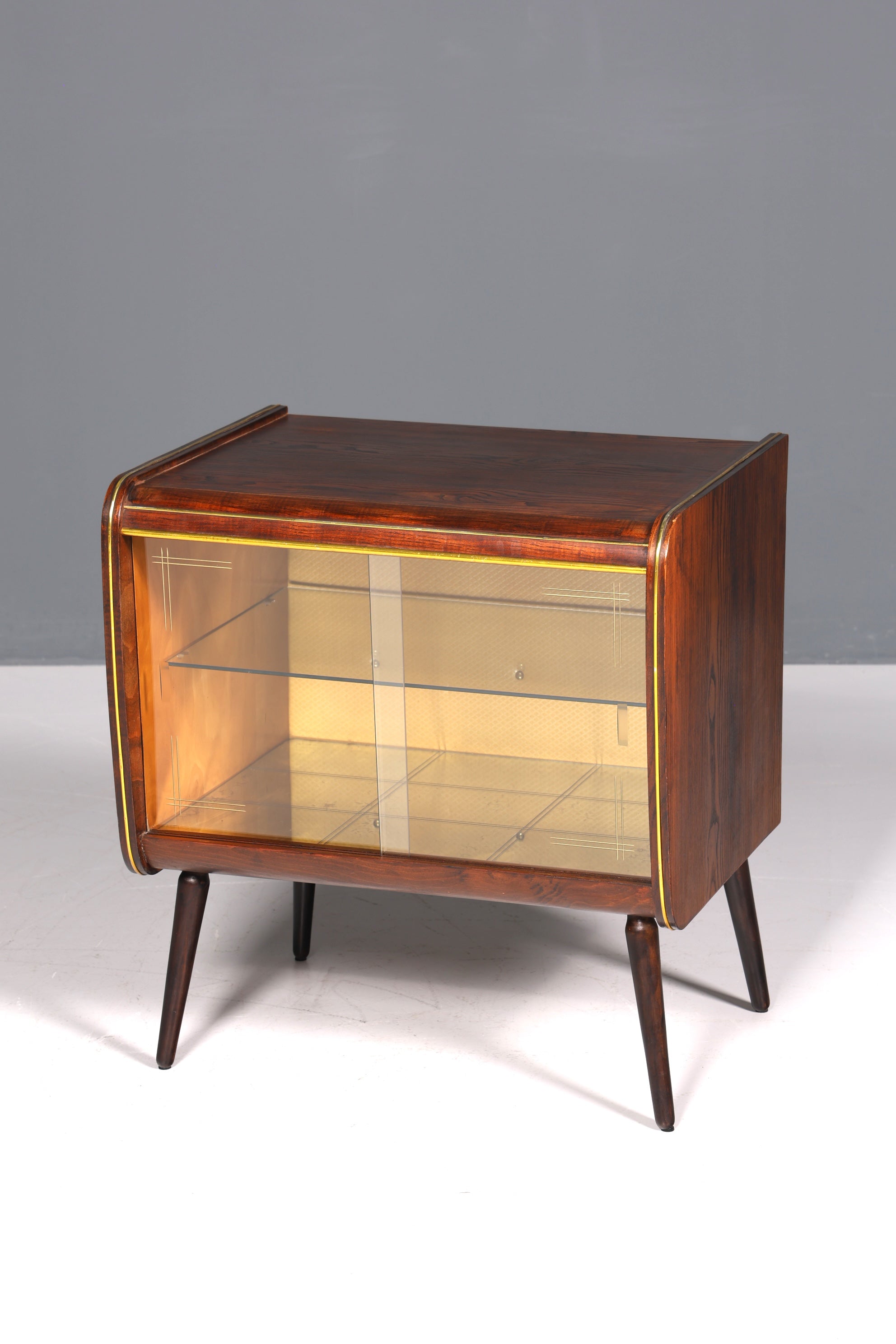Wunderschöne Mid Century Vitrine Retro Bar Schrank Vintage Schiebetür 60s