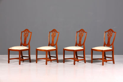4x Wunderschöne Englische Stühle Hepplewhite Stuhl Set Antik Sekretär Stühle Polsterstühle Küchenstühle