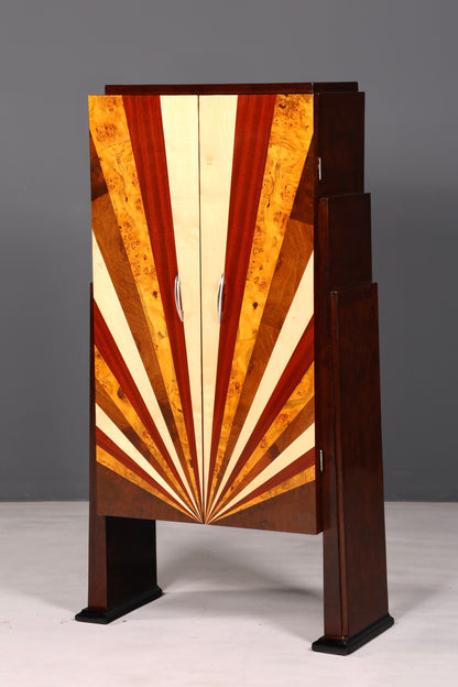 Stunning Art Deco designer cabinet, highboard, chest of drawers, vertiko, Sun, linen cabinet, hallway cabinet
