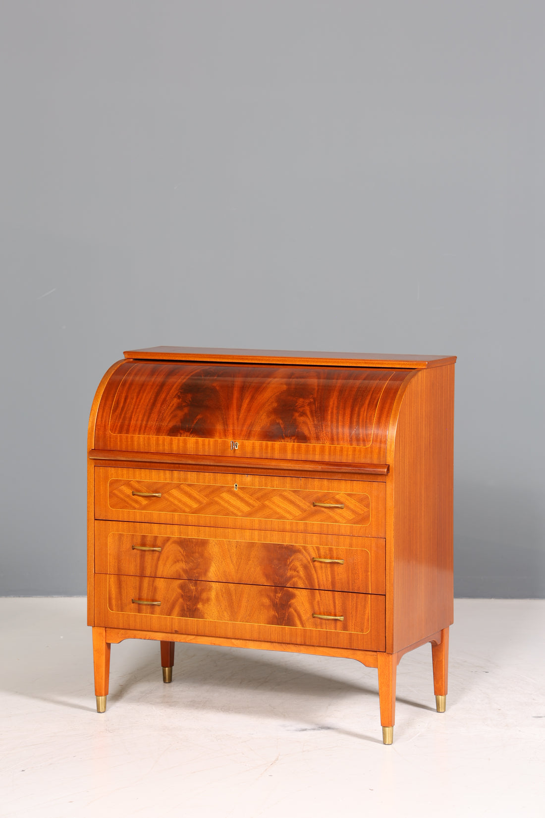 Traumhafter Mid Century Rollladen Sekretär echt Holz Schrank Office Kommode 60er Jahre