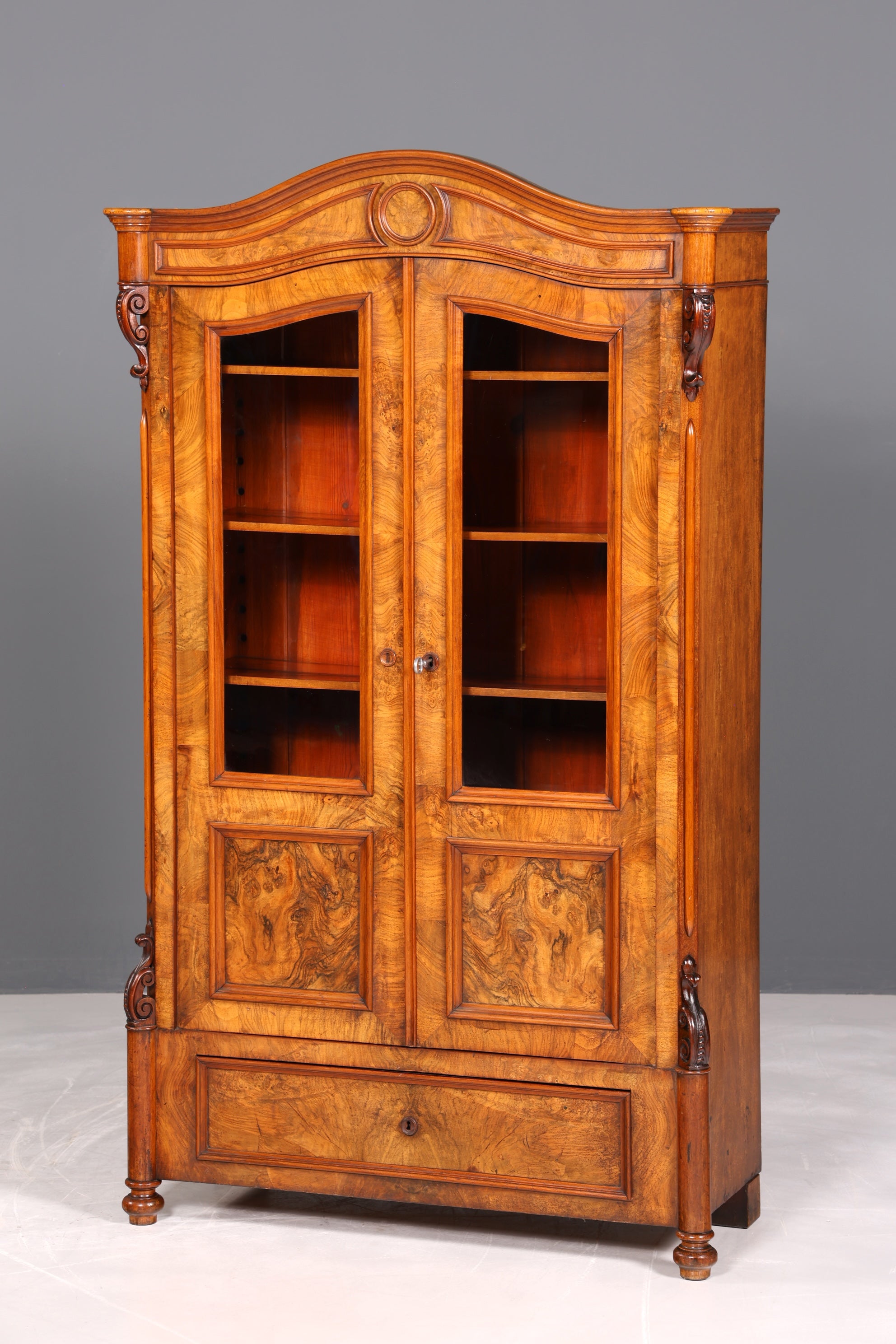 Traumhafte Louis Philippe Vitrine Antik Biedermeier Schrank echt Holz um 1880