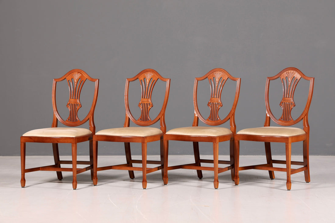 Edles 4x Englische Stühle Set Hepplewhite Stil Dining Chairs Antik Esszimmerstühle Küchenstühle Stuhlset Vintage