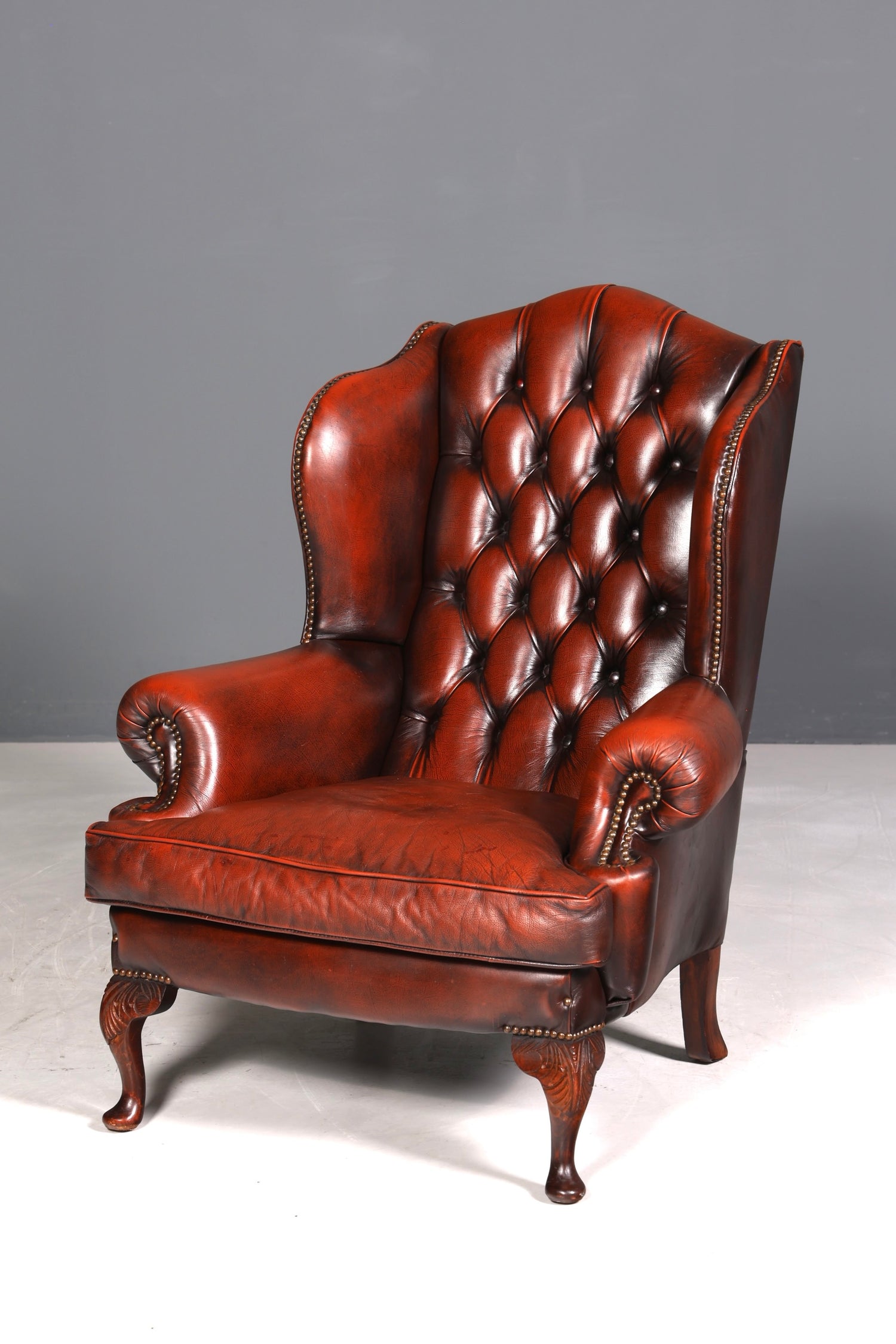 Original Chesterfield Ohrenbacken Sessel Englisch Leder Herrensessel UK Armlehnsessel