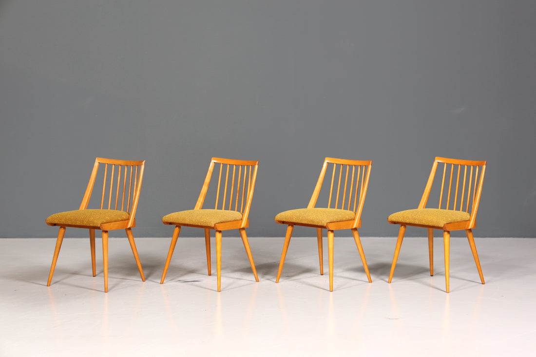 4x Schlichte Mid Century Stühle Retro Stuhlset Danish Design Küchenstühle Esszimmer Stühle