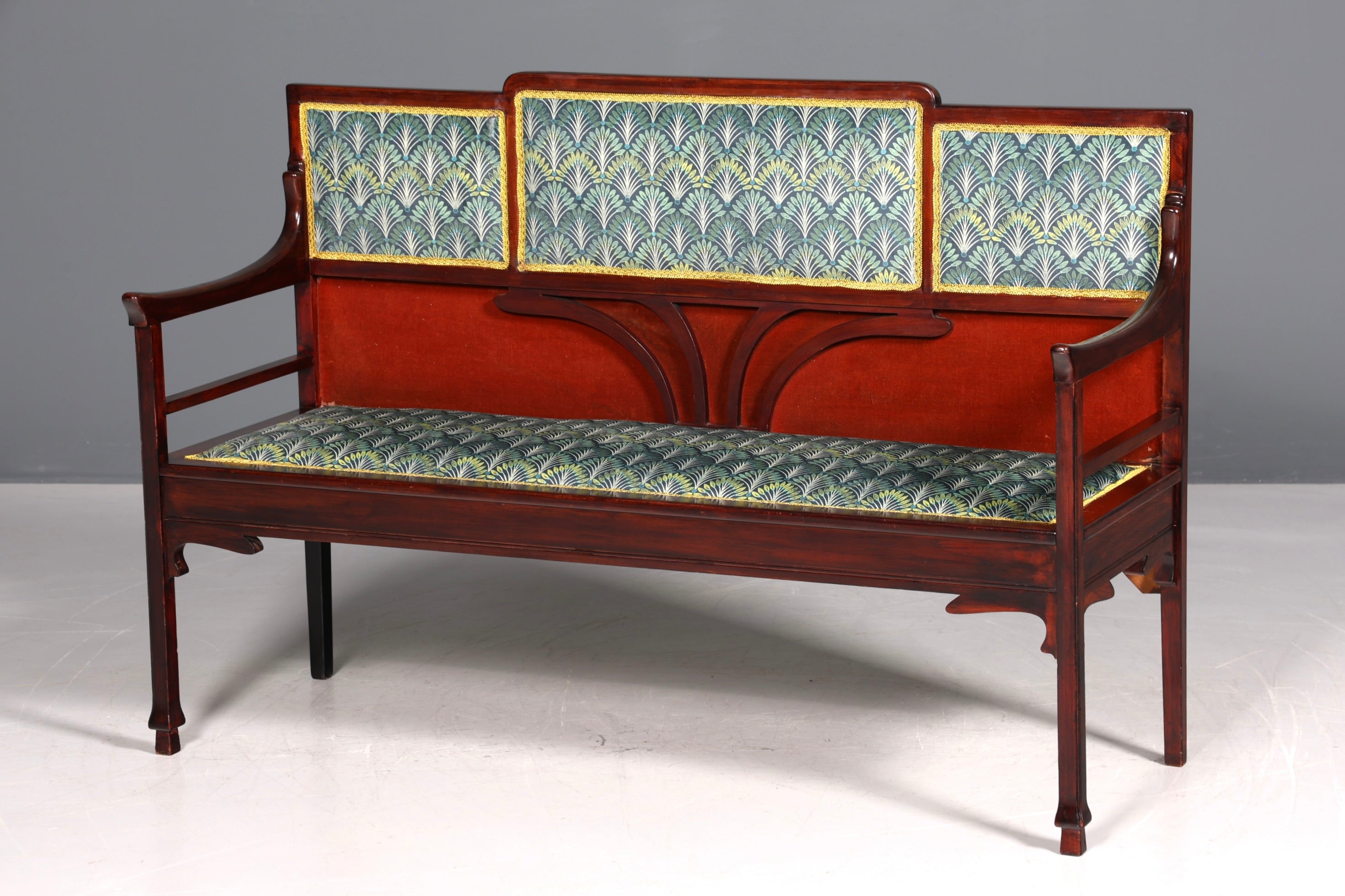 Wunderschöne Jugendstil Sitzbank Antik Bank Holz Sofa Polsterbank Holzbank
