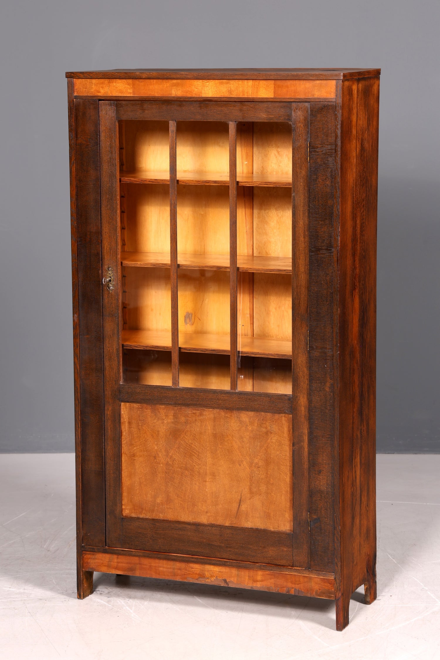 G800 Finish Traumhafte Jugendstil Vitrine Antike Holz Bücherschrank Eiche Antik Schrank Geschirrschrank (Kopie)