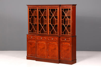 Beeindruckende Englische Vitrine Bibliothek Bücherschrank Glasvitrine Buffet Schrank Echt Holz Antik Vintage