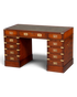 Stilvoller Maritimer Schreibtisch Englischer Military Bürotisch Office Table mit echt Lederauflage
