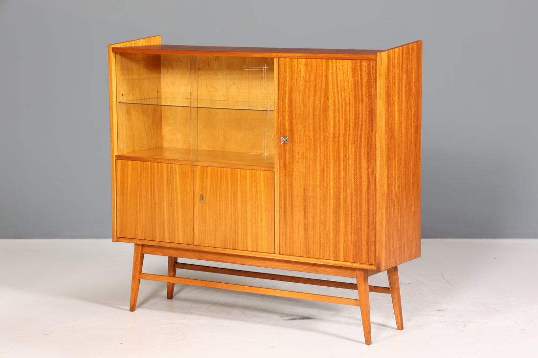Wunderschönes Mid Century Highboard Retro Vitrine Bücherregal Schrank Kommode 60s