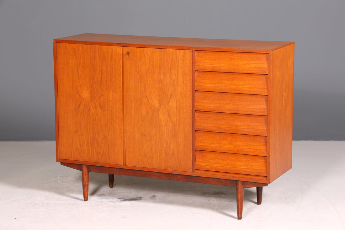 Wunderschönes Mid Century Highboard Teak Holz Schrank Büro Kommode 60er Jahre