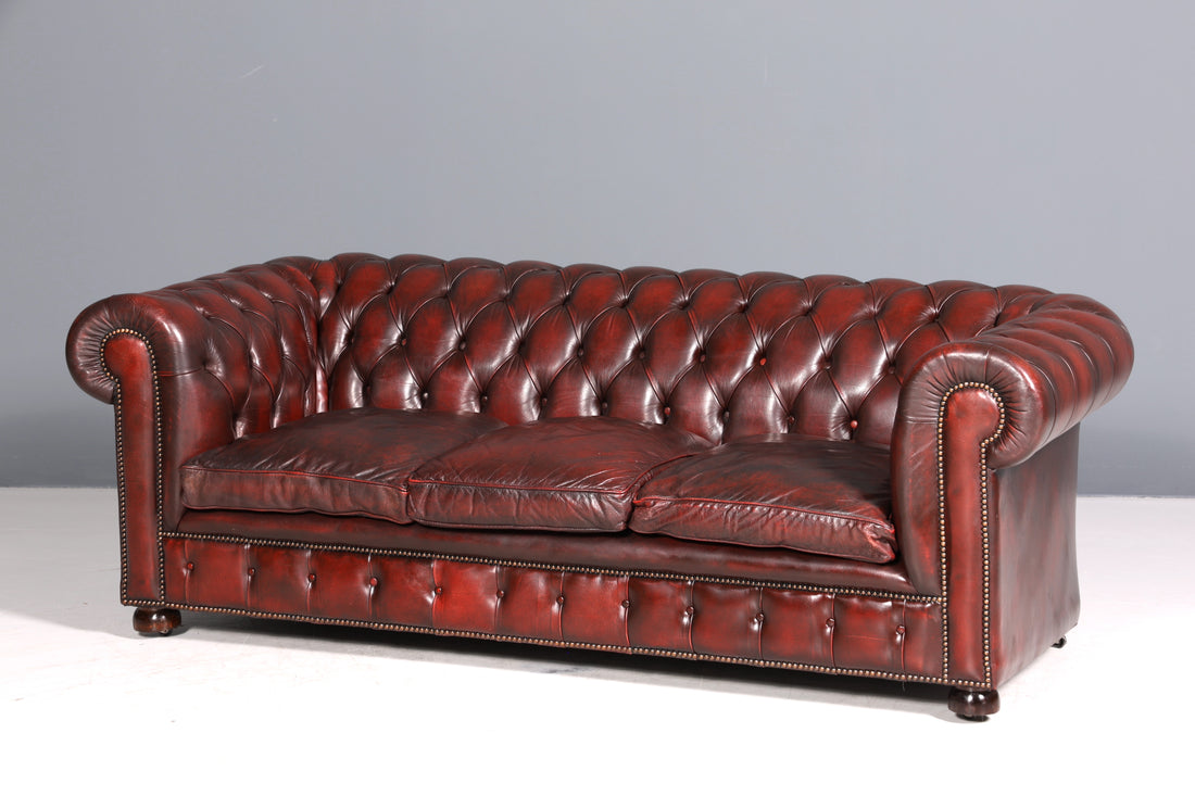Stilvolles Original Chesterfield Sofa 3-Sitzer Couch Oxblood England Polstersofa