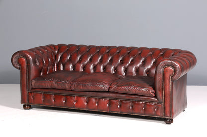 Stilvolles Original Chesterfield Sofa 3-Sitzer Couch Oxblood England Polstersofa