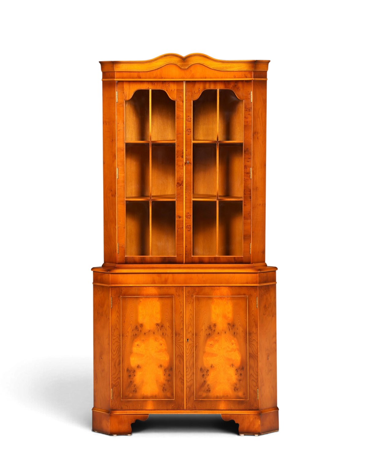 Wunderschöne Englische Eckvitrine Eibe Antik 60s Echt Holz Eckschrank Glasvitrine