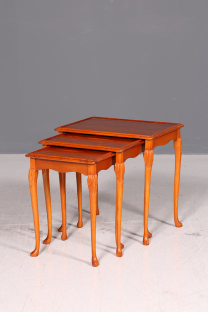 Wunderschöner Chippendale 3er Satz Beistelltisch Set Barock Stil Ablagetisch Set Tisch Set Antik Vintage