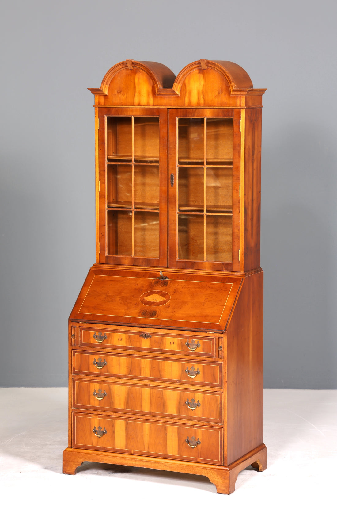 Stilvoller Englischer Sekretär Büro Aufsatzsekretär Eibe Antik Stil Vitrinen Schrank UK