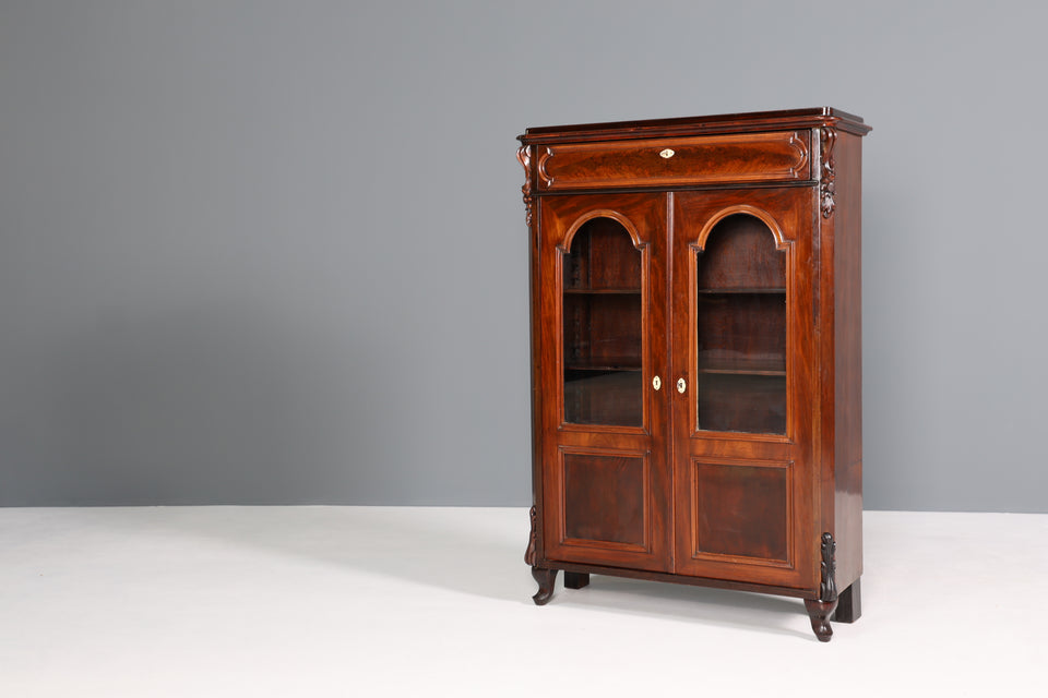 Traumhafte Louis Philippe Vitrine Biedermeier Schrank echt Holz um 1880