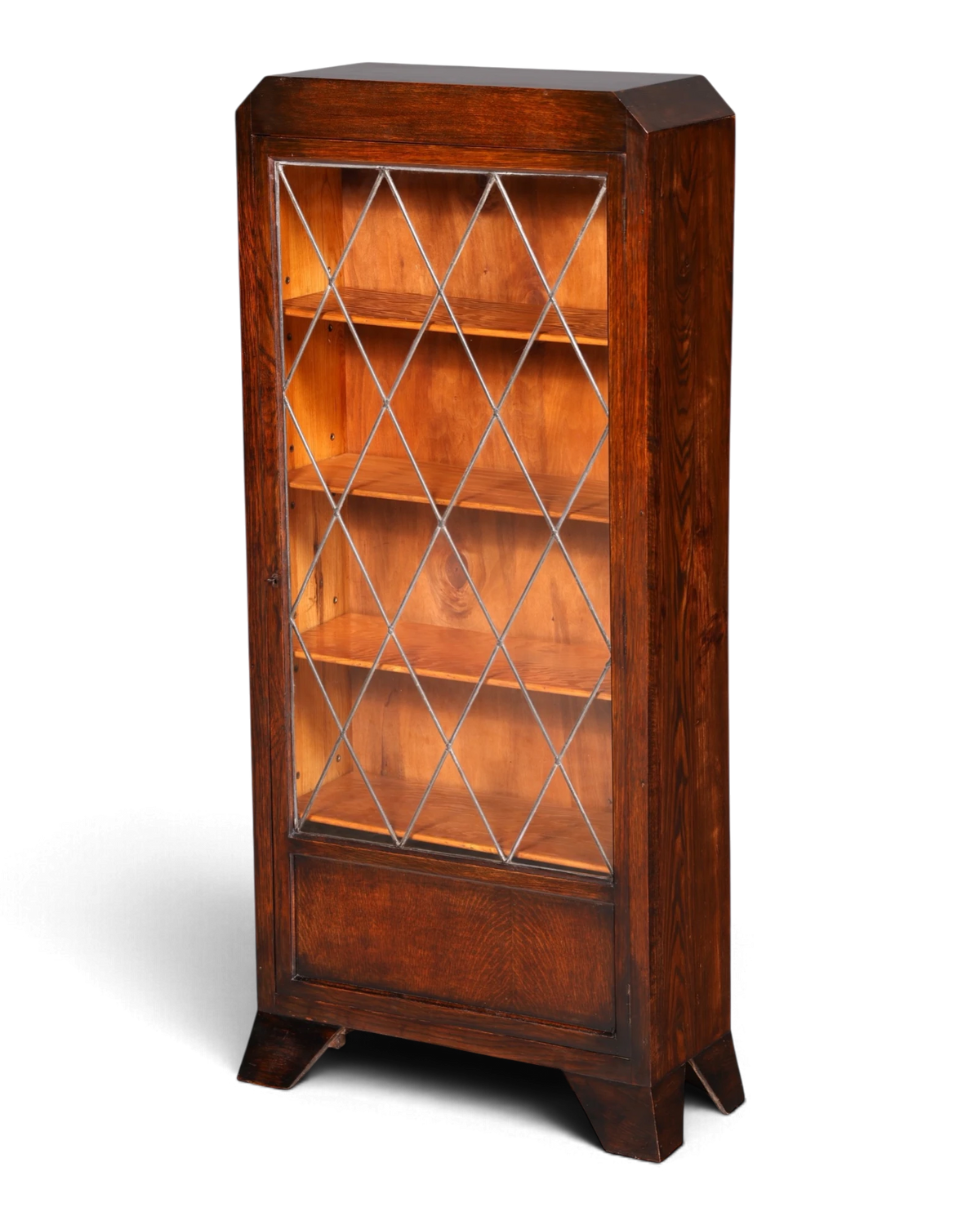Dreamy Art Nouveau bookcase, oak, leaded glass, display cabinet, solid wood, antique cabinet
