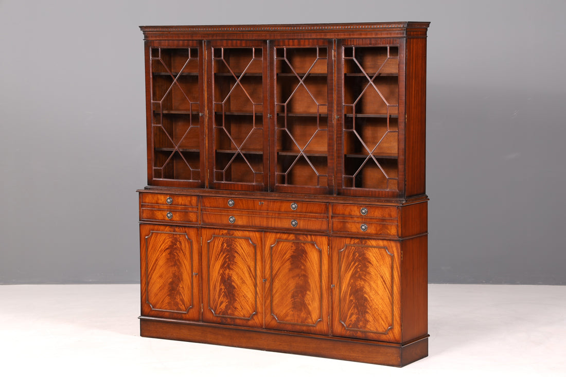G718 Finish Wunderschöne Englische Vitrine Bibliothek Sekretär echt Holz Antik Schrank Regal (Kopie)