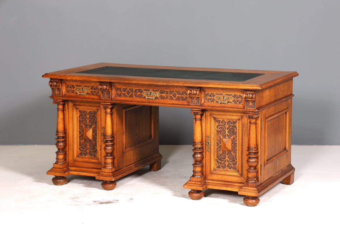 Traumhafter Gründerzeit Schreibtisch Jugendstil Bürotisch echt Holz Antik Office Desk