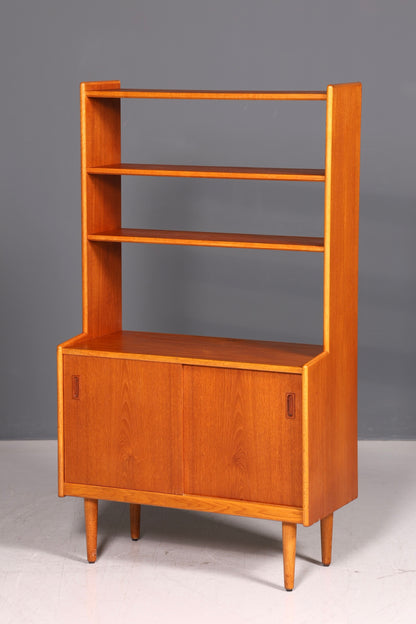 Schlichtes Mid Century Bücherregal Danish Design Schiebetür Teak Holz Vintage Schrank Regal