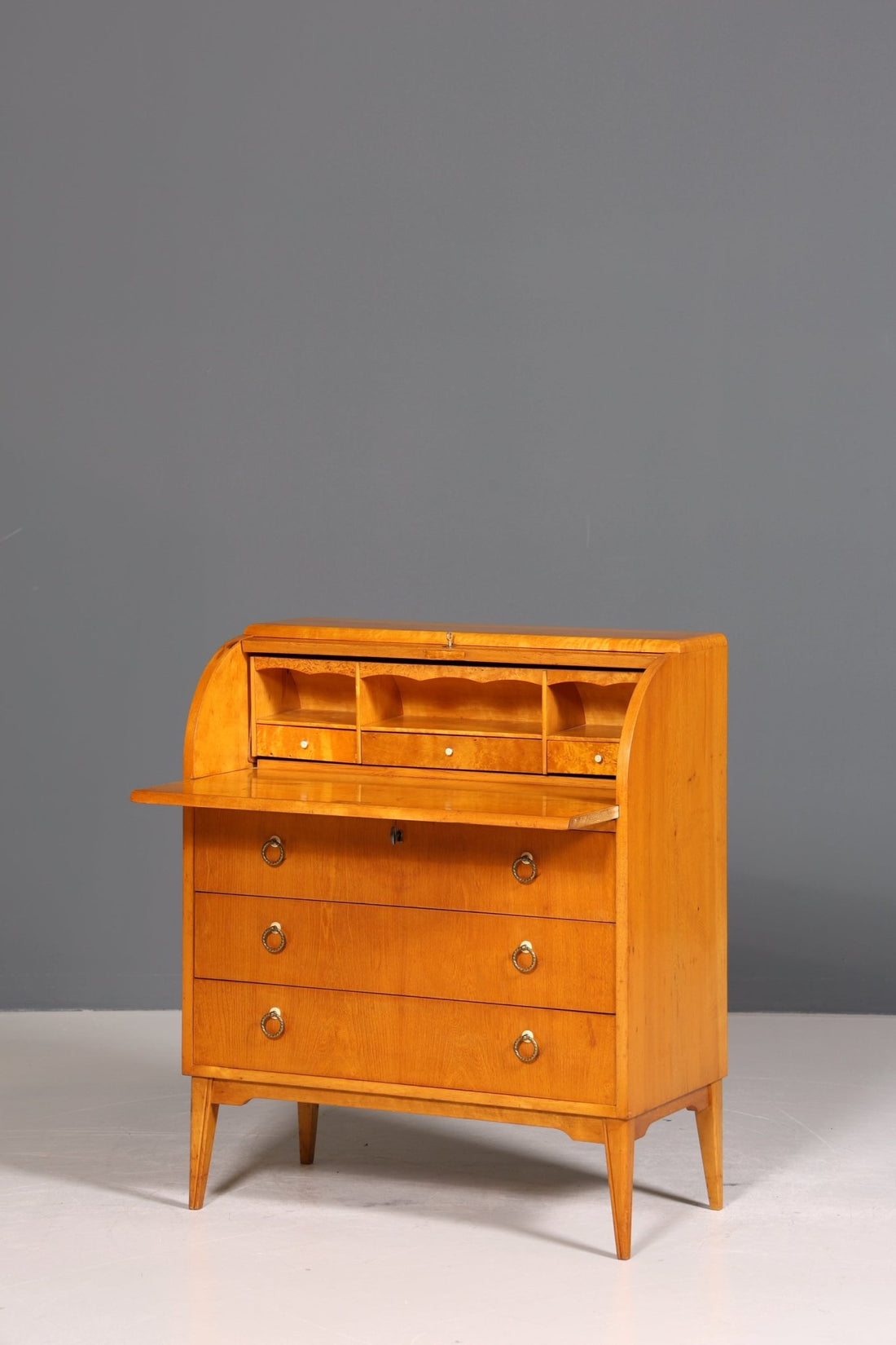 Wunderschöner Mid Century Rollladen Sekretär echt Holz Büro Schrank Vintage Schreibkommode