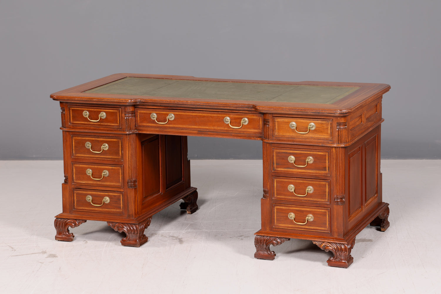 Wunderschöner Englischer Schreibtisch echt Lederauflage Bürotisch Office Desk Antik Vintage