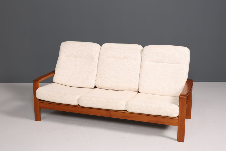 Schlichtes Mid Century Sofa Danish Design Couch Teak Holz 3-Sitzer Sofa