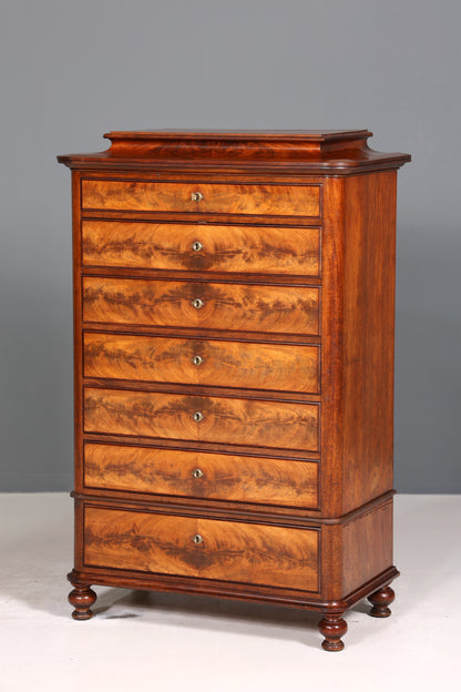 Wunderschöne Louis Philippe Chiffoniere um 1880 Gründerzeit Nussbaum Vertiko Schrank Semainier
