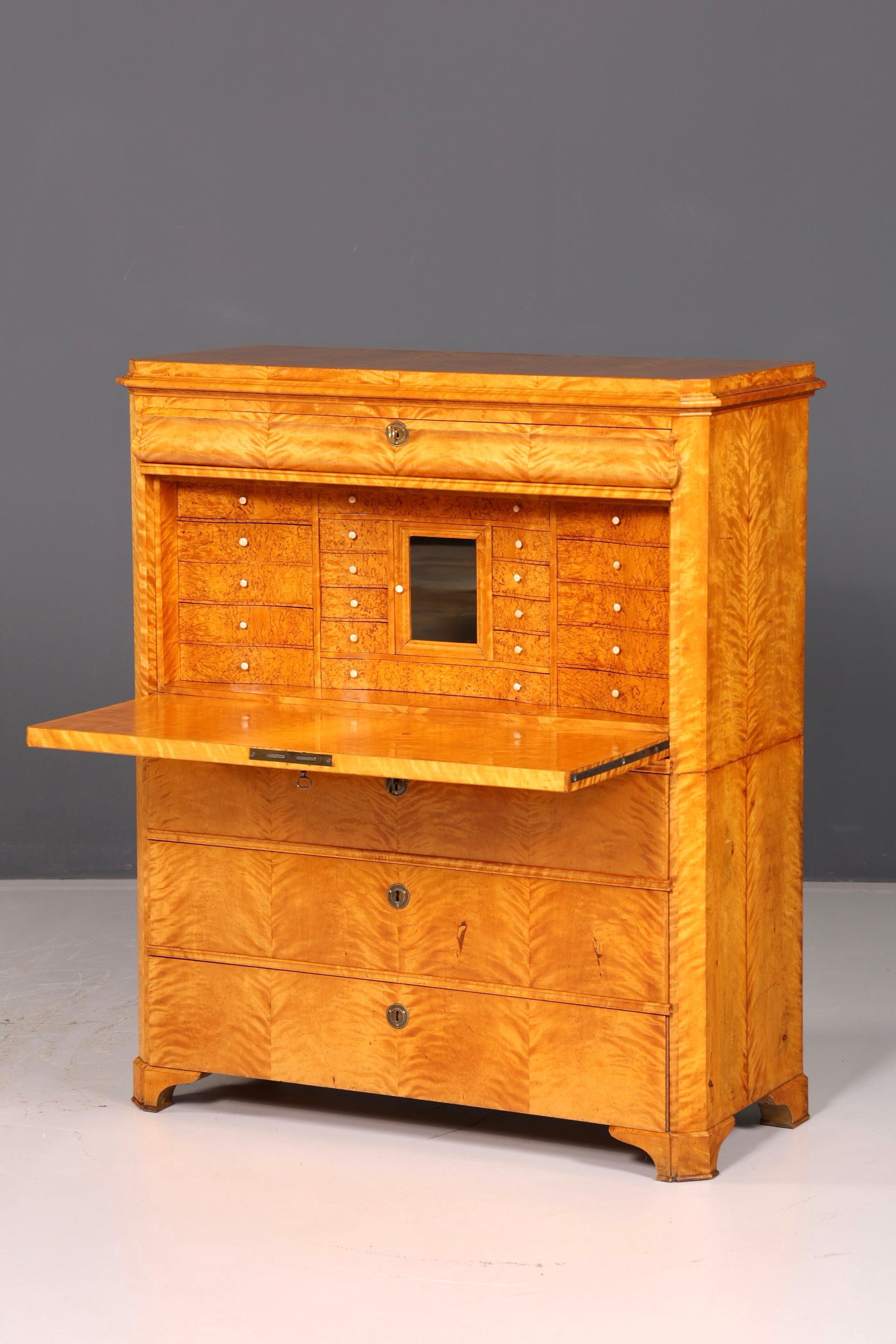 Impressive Biedermeier Secretary Cabinet, Antique Vertiko Chest of Drawers, Office Writing Desk, Sideboard