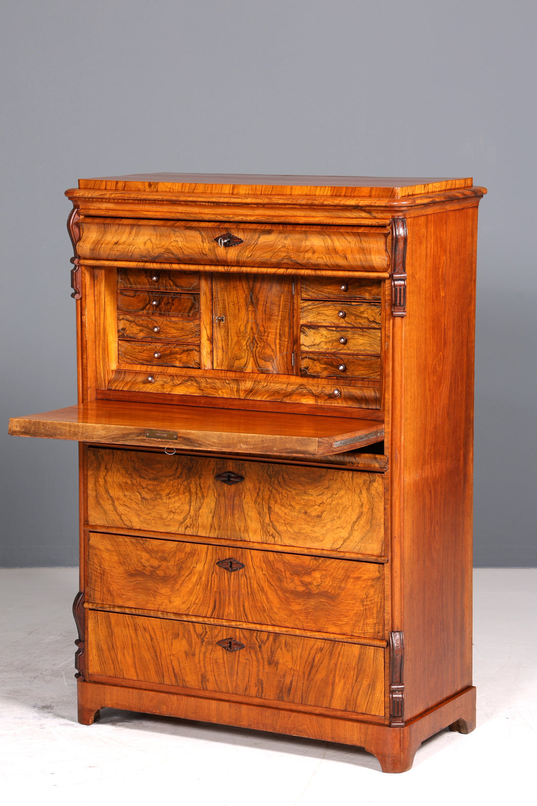 E903 Finish Wunderschöner Gründerzeit Sekretär Vertiko Highboard Louis Philippe Kommode um 1880