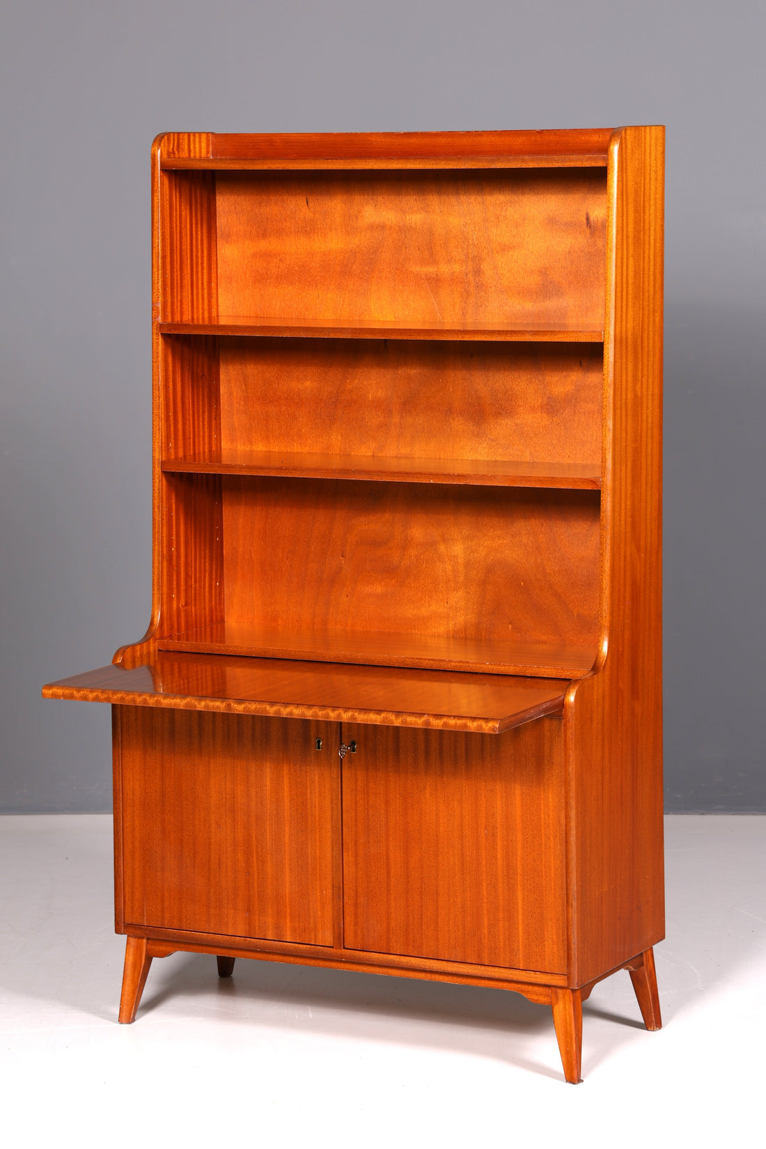 Wunderschöner Mid Century Schrank Bücherregal Vintage Sekretär Highboard Holz Regal 60s
