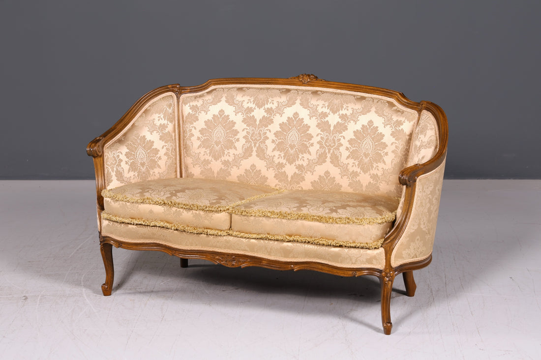 Beautiful Chippendale Sofa Baroque Style Couch Velvet Fabric Rococo 2-Seater Canapé